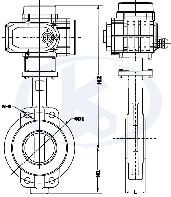 電動對夾蝶閥外形尺寸