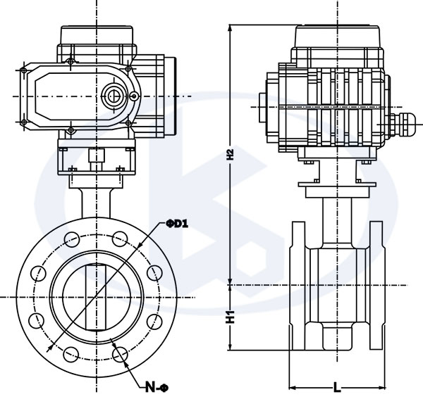大口徑電動(dòng)法蘭蝶閥外形尺寸