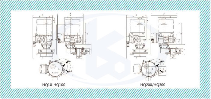 HQ角行程電動執(zhí)行器外形尺寸圖