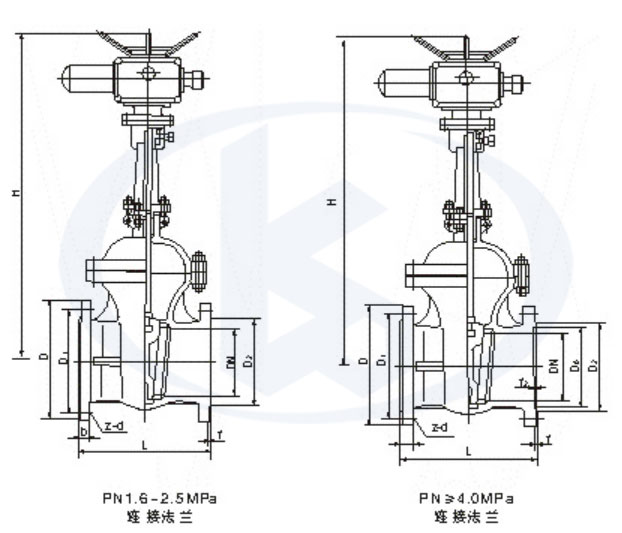 電動(dòng)暗桿球閥外形尺寸